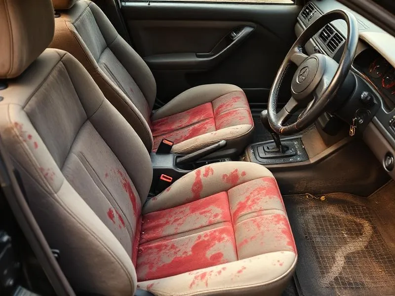 Intérieur de voiture encrassé avant intervention